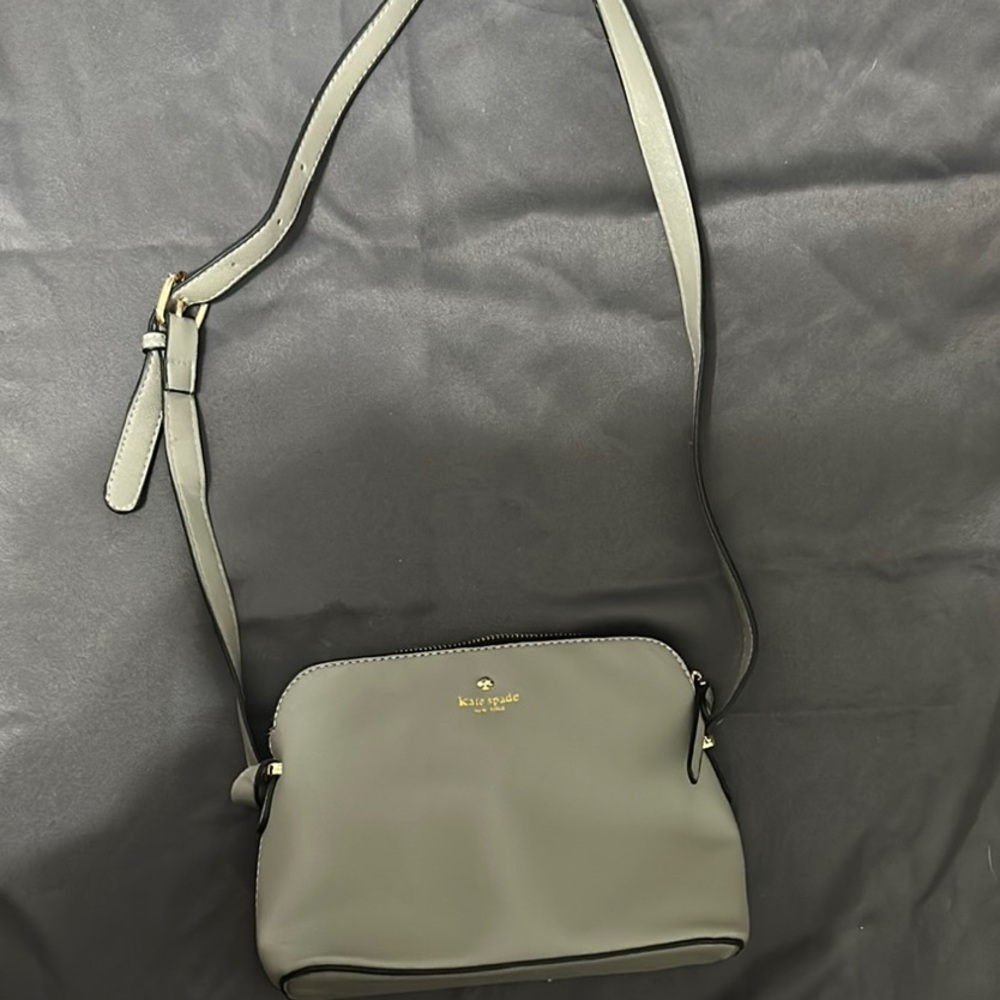 Kate Spade Gray Dome Crossbody Bag with Silver Hardware